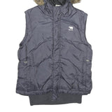 PREDATOR Mens Grey Hooded Zip Jacket M Puffer Quilted Winter Warmwear