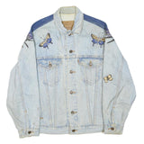 LEVI'S Womens Blue Denim Butterfly Painted Cotton Blend Jacket L Button Closure