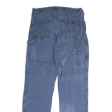 DICKIES Mens Jeans Blue Regular Straight Denim Medium W35 L34 Workwear Button