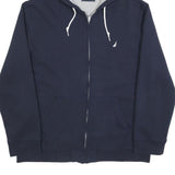 NAUTICA Mens Navy Hoodie XL Cotton Blend Full Zip Casual Wear