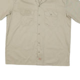 DICKIES Mens Beige Cotton Blend Work Shirt XL Button Pocket Casual Classic