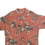HOLLIS RIVER Mens Rust Brown Leaf Print Rayon Shirt XL Tropical Summer Beachwear