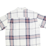 NAUTICA Mens White Navy & Red Check Linen Shirt XL Button Short Sleeve Casual