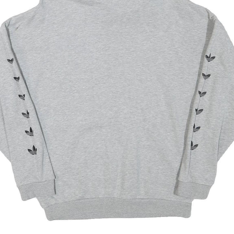 ADIDAS Womens Grey Hoodie UK 10 Cotton Blend Pullover Casual Sweatshirt