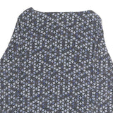 FRATELLI Womens Blue Printed Basic Long Sleeve Round Neck Top M Polyester