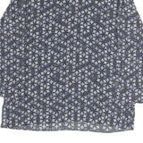 FRATELLI Womens Blue Printed Basic Long Sleeve Round Neck Top M Polyester