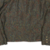 Womens Brown Paisley Button Jacket UK 22 Cotton Blend Classic Paisley Pattern