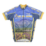 PACE Mens Blue Yellow Tour De Tahoe Cycling Jersey S Short Sleeve Zip Neck