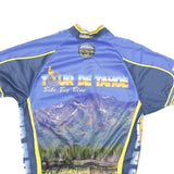 PACE Mens Blue Yellow Tour De Tahoe Cycling Jersey S Short Sleeve Zip Neck