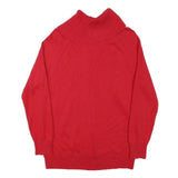 CALVIN KLEIN Mens Red Plain Pullover Roll Neck Basic Knit Jumper M Cotton Blend