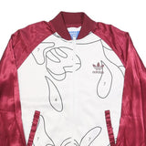 ADIDAS Womens Maroon & White Track Jacket UK 10 Polyester Blend Abstract Print
