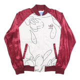 ADIDAS Womens Maroon & White Track Jacket UK 10 Polyester Blend Abstract Print