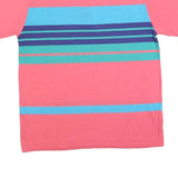 WINDRIDGE Mens Pink & Blue Striped Polo Shirt L Short Sleeve Crew Neck Casual