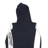 TOMMY HILFIGER Womens Navy & White Zip Up Hoodie S Designer Casual Sweatshirt