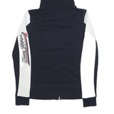 TOMMY HILFIGER Womens Navy & White Zip Up Hoodie S Designer Casual Sweatshirt