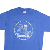 HANES Mens Blue Spokane Wa Graphic T-Shirt M Short Sleeve Crew Neck Reunion June