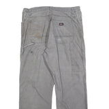 DICKIES Mens Cotton Blend Grey Regular Straight Trousers W36 L30 Workwear
