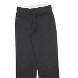 DICKIES Mens Cotton Blend Black Regular Straight Trousers W30 L30 Workwear Zip