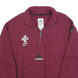 ADIDAS Mens Maroon 1/4 Zip Sweatshirt M Cotton Blend Casual Pullover
