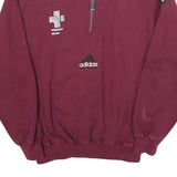 ADIDAS Mens Maroon 1/4 Zip Sweatshirt M Cotton Blend Casual Pullover