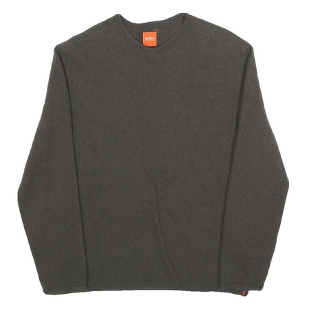 HUGO BOSS Girls Grey Plain Wool Regular Fit Crew Neck Jumper L