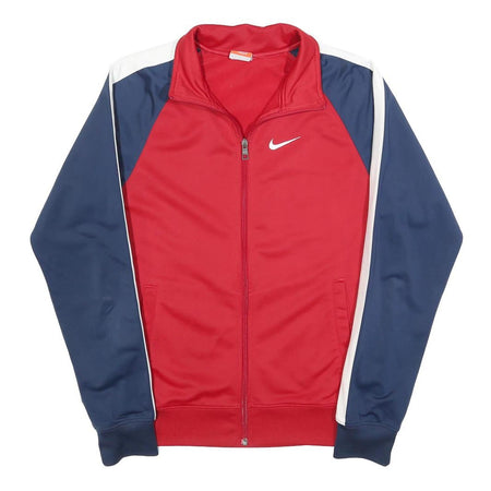 NIKE Mens Red & Navy Blue Track Jacket S Polyester Zip Plain Sportswear