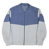 Mens Blue & White Casual Zip Jacket L Polyester Blend Colourblock Pocket