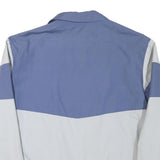 Mens Blue & White Casual Zip Jacket L Polyester Blend Colourblock Pocket
