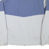 Mens Blue & White Casual Zip Jacket L Polyester Blend Colourblock Pocket