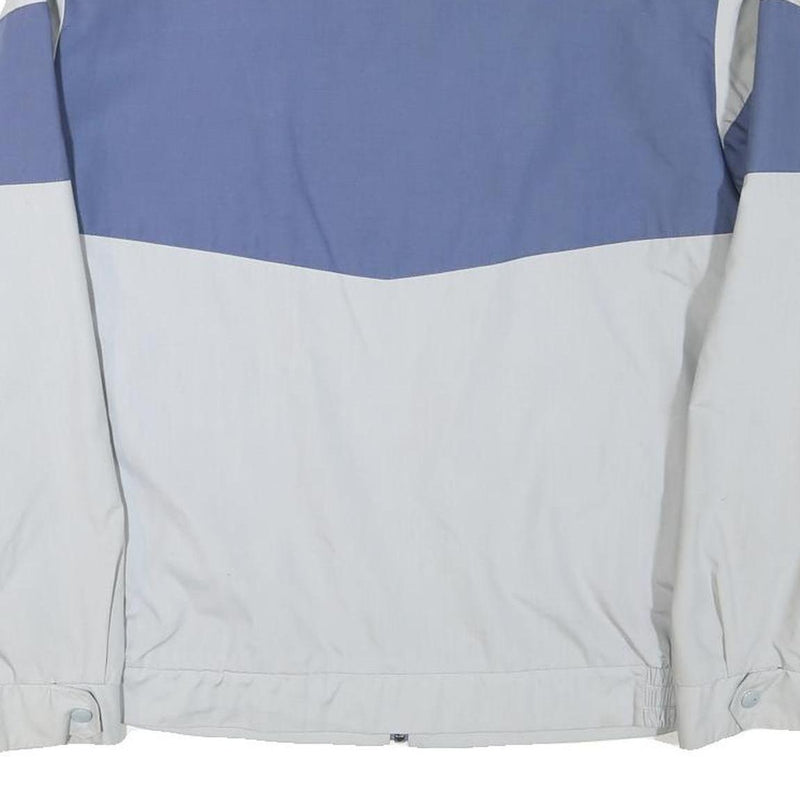 Mens Blue & White Casual Zip Jacket L Polyester Blend Colourblock Pocket