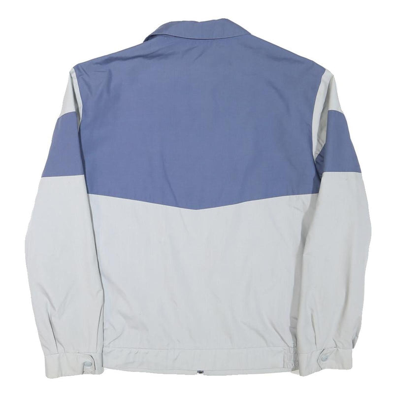 Mens Blue & White Casual Zip Jacket L Polyester Blend Colourblock Pocket