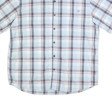 DICKIES Mens Blue & White Check Shirt L Cotton Blend Relaxed Fit Button Down