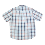 DICKIES Mens Blue & White Check Shirt L Cotton Blend Relaxed Fit Button Down