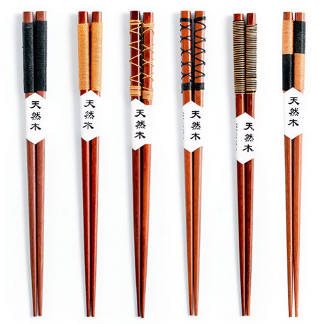 Anygleam Brown 6pairs Wooden Chopsticks Reusable Kitchen Tableware