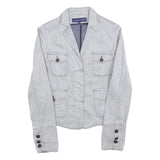 TRUSSARDI Womens Grey Linen Blend Tailored Jacket XS Button Detail