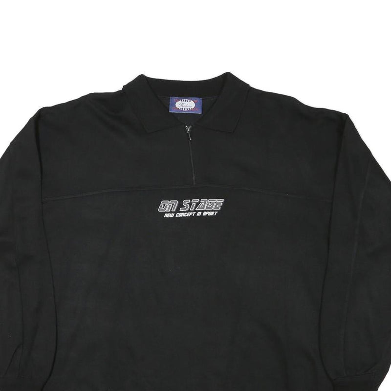 SPORT COMFORT Mens Black 1/4 Zip Sweatshirt L Polyester Sport Casual Pullover