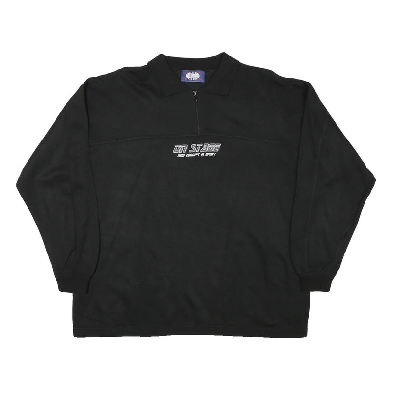 SPORT COMFORT Mens Black 1/4 Zip Sweatshirt L Polyester Sport Casual Pullover