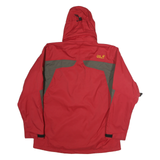 JACK WOLFSKIN Mens Red & Grey Outdoor Jacket M Polyester Zip Hooded Workwear