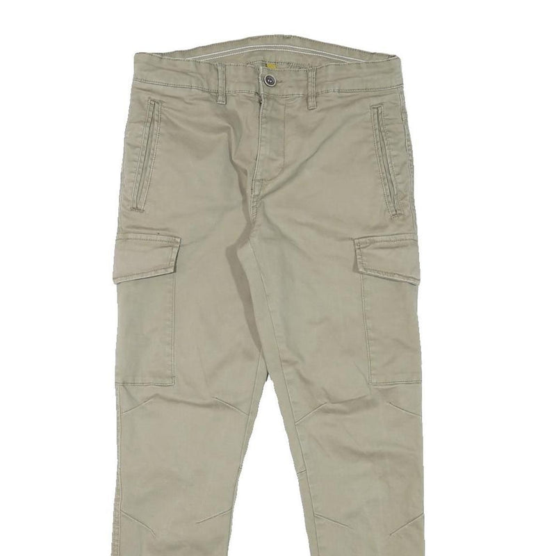 SORBINO Mens Cotton Blend Slim Tapered Beige Trousers W29 L28 Casual Wear