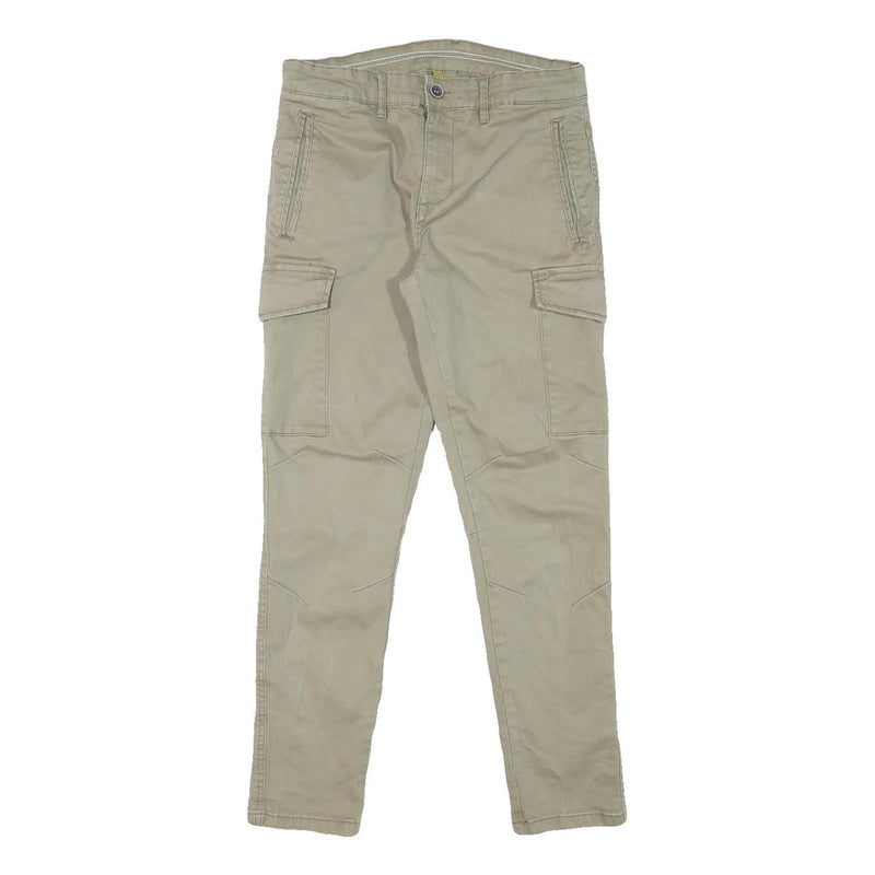 SORBINO Mens Cotton Blend Slim Tapered Beige Trousers W29 L28 Casual Wear