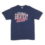GILDAN Mens Navy Blue The Worlds Greatest Dad Graphic T-Shirt M Short Sleeve