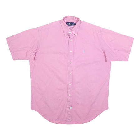 RALPH LAUREN Mens Pink Cotton Short Sleeve Shirt XL Button Down Casual