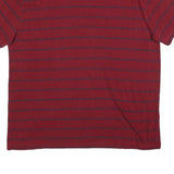 TOMMY HILFIGER Mens Red & Navy Stripe T-Shirt L Short Sleeve Crew Neck Cotton