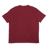 TOMMY HILFIGER Mens Red & Navy Stripe T-Shirt L Short Sleeve Crew Neck Cotton