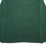 NAUTICA Mens Green Plain Crew Neck Basic Knit Jumper L Cotton Blend Casual