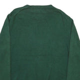 NAUTICA Mens Green Plain Crew Neck Basic Knit Jumper L Cotton Blend Casual