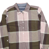 TOMMY HILFIGER Womens Pink Brown Check Shirt S Casual Cotton Blend Long Sleeve