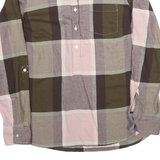 TOMMY HILFIGER Womens Pink Brown Check Shirt S Casual Cotton Blend Long Sleeve