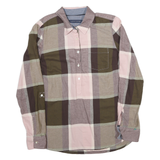 TOMMY HILFIGER Womens Pink Brown Check Shirt S Casual Cotton Blend Long Sleeve
