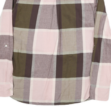 TOMMY HILFIGER Womens Pink Brown Check Shirt S Casual Cotton Blend Long Sleeve